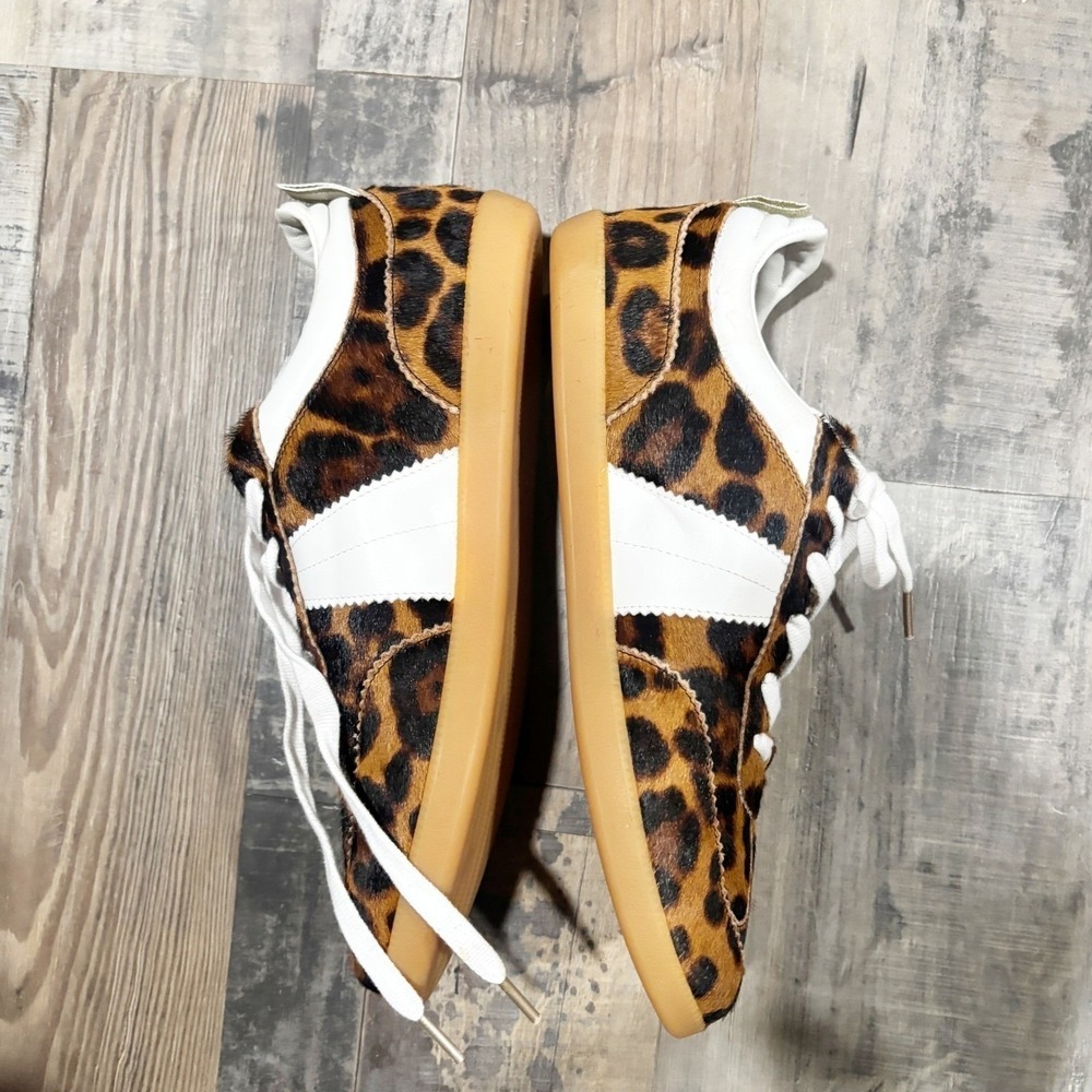 Boden Erin Leopard Print Calf Hair Low Top Sneakers Mob Wife Boho Sz 42
